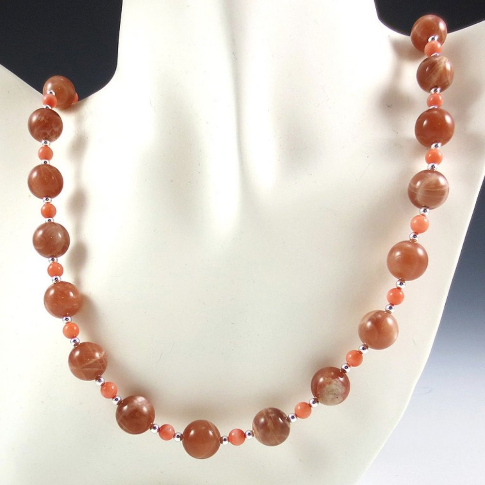 Peach Moonstone, Crystal Pearl, & Sterling Set